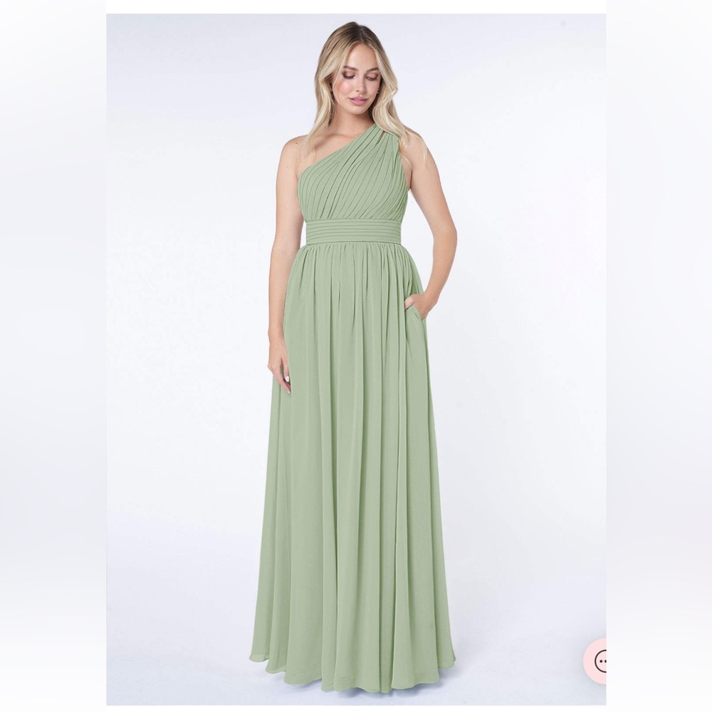 Azazie Sage Green Bridal Gown